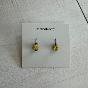 Sabika Yellow Crystal Leverback Earrings